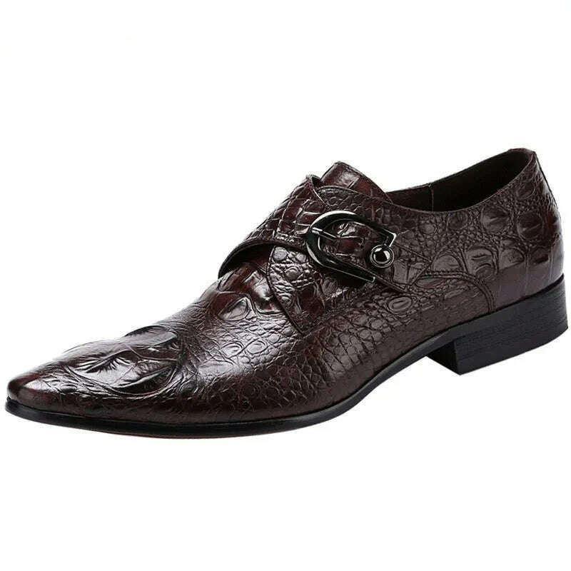 KIMLUD, 2024 Summer Classic Crocodile Dress Buckle Men's Formal Shoes Genuine Leather Handmade Oxford Loafers for Wedding Size 46, KIMLUD Womens Clothes