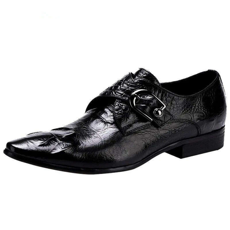 KIMLUD, 2024 Summer Classic Crocodile Dress Buckle Men's Formal Shoes Genuine Leather Handmade Oxford Loafers for Wedding Size 46, KIMLUD Womens Clothes
