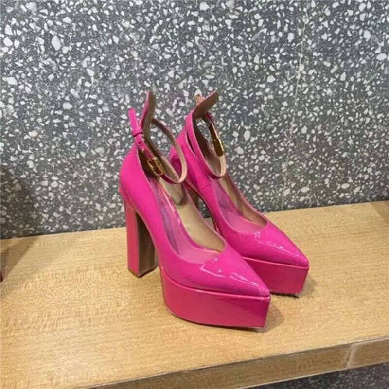 2024 Summer New Women's Shoes Fashion Sexy Thick High Heels Party Banquet Women's Stage Shoes Women's Wedding Shoes - KIMLUD