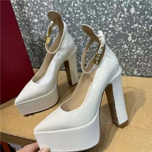 KIMLUD, 2024 Summer New Women's Shoes Fashion Sexy Thick High Heels Party Banquet Women's Stage Shoes Women's Wedding Shoes, KIMLUD Womens Clothes