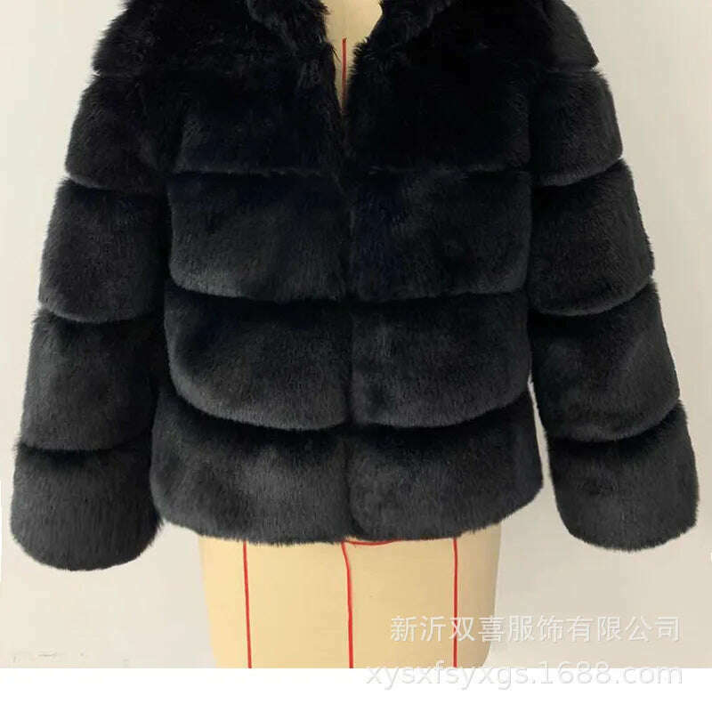 2024 winter Fashion thickened short faux fur women Trend Artificial Fur Solid Loose Short Coat Female Vintage Chic Elegant - KIMLUD