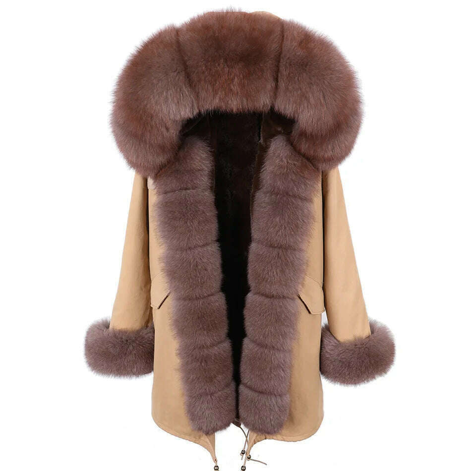 2024 Women's jacket Natural Real Fox fur Jacket Hooded black Woman parkas Winter warm Coat Parkas - KIMLUD