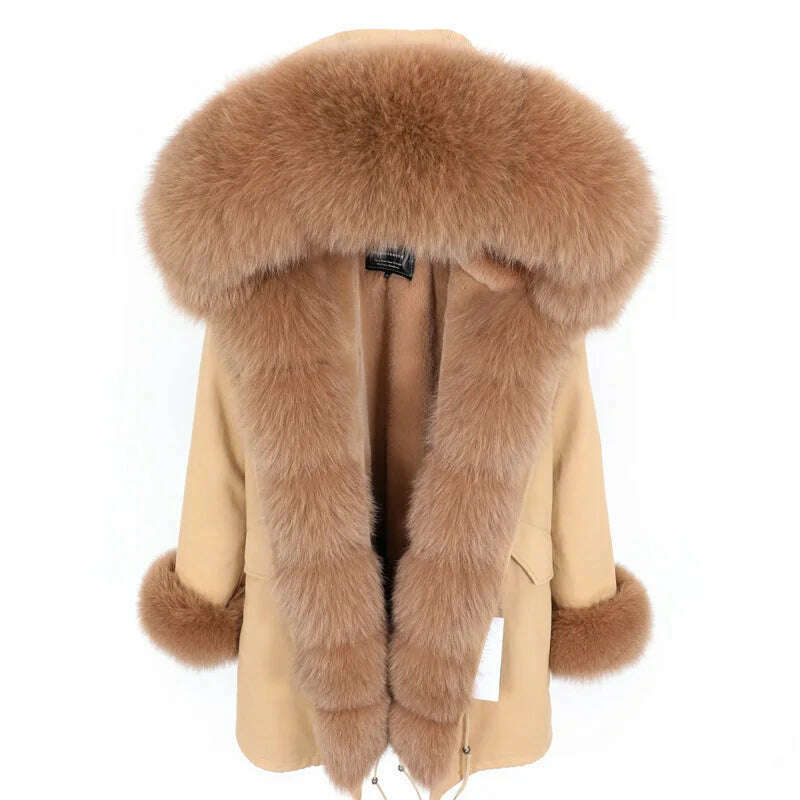 2024 Women's jacket Natural Real Fox fur Jacket Hooded black Woman parkas Winter warm Coat Parkas - KIMLUD