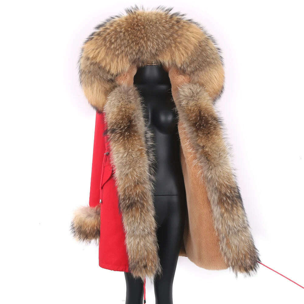 2024 Women's jacket Natural Real Fox fur Jacket Hooded black Woman parkas Winter warm Coat Parkas - KIMLUD