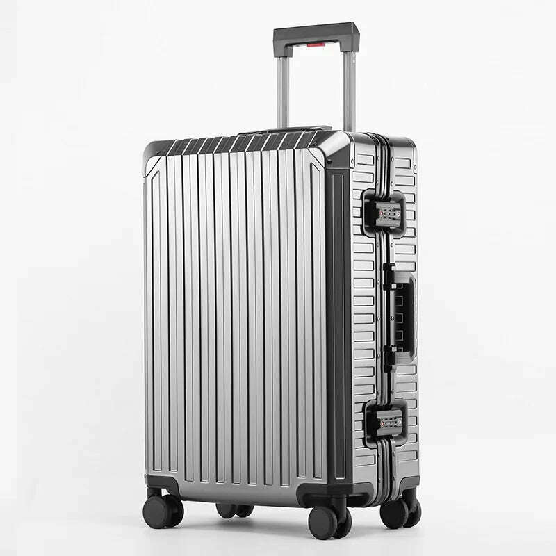 KIMLUD, 20"24"28" Inch Aluminum Trolley Suitcase Waterproof Metallic Cabin Luggage Trolly Bag With Wheels, KIMLUD Womens Clothes