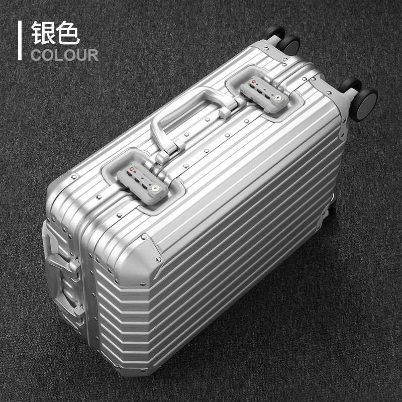 KIMLUD, 20"24"28" Inch Aluminum Trolley Suitcase Waterproof Metallic Cabin Luggage Trolly Bag With Wheels, Silver / 24Inches 600mm, KIMLUD APPAREL - Womens Clothes