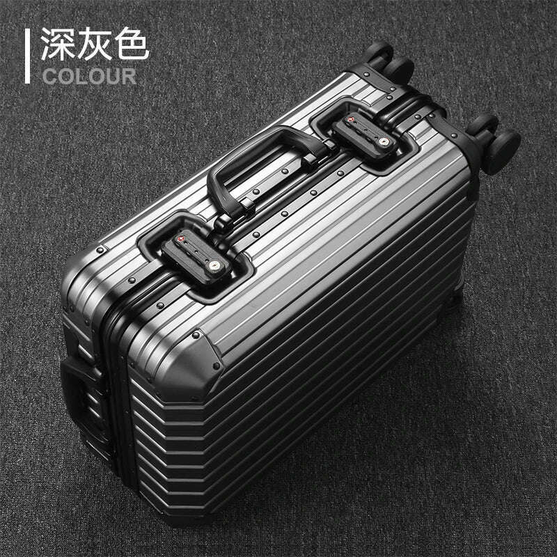 KIMLUD, 20"24"28" Inch Aluminum Trolley Suitcase Waterproof Metallic Cabin Luggage Trolly Bag With Wheels, Dark Grey / 28Inches 700mm, KIMLUD APPAREL - Womens Clothes