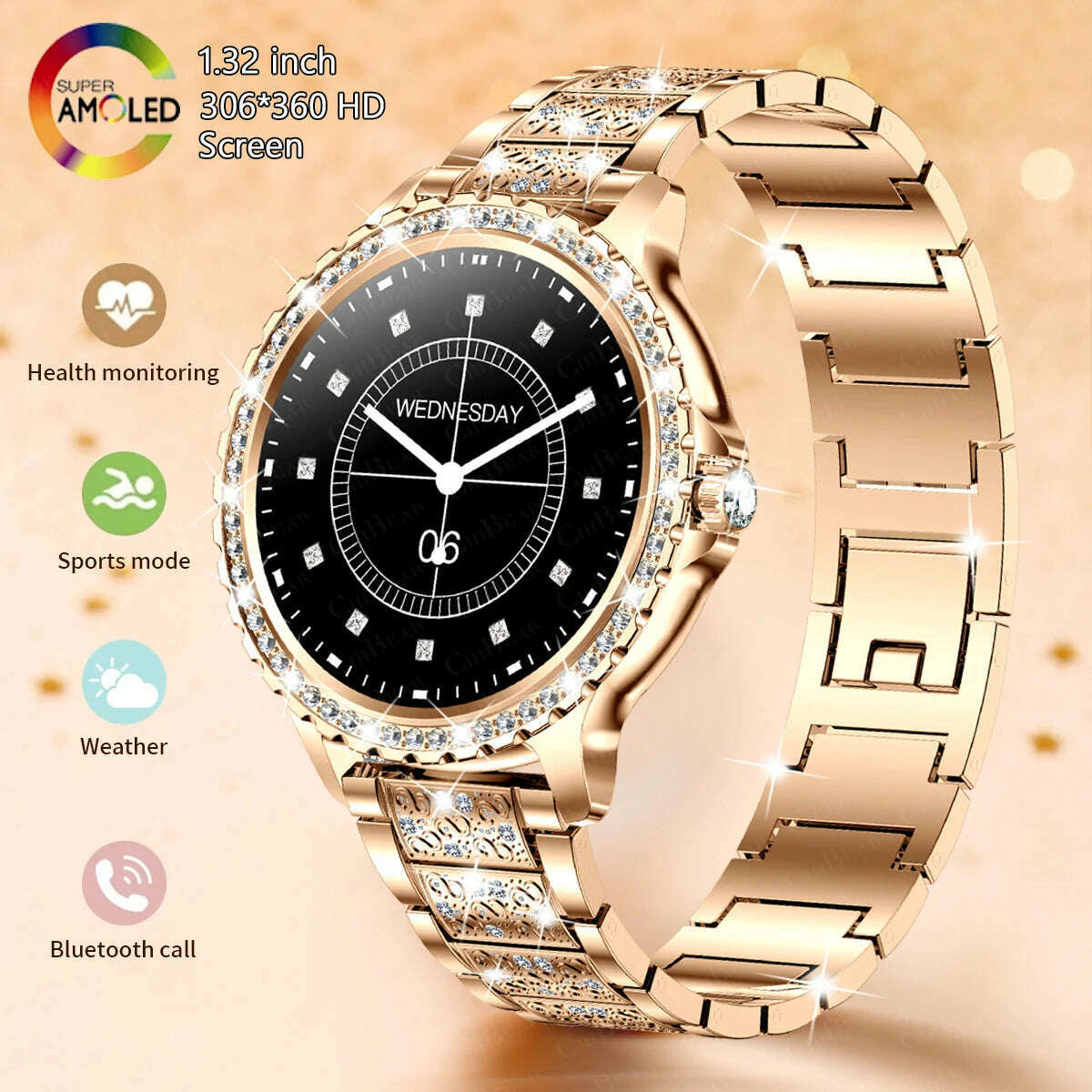 KIMLUD, 2024New Fashion Women Smart Watch 360*360 HD Screen Sports Bracelet Custom Dial Heart Rate Voice Call Smartwatch For Android IOS, KIMLUD Womens Clothes