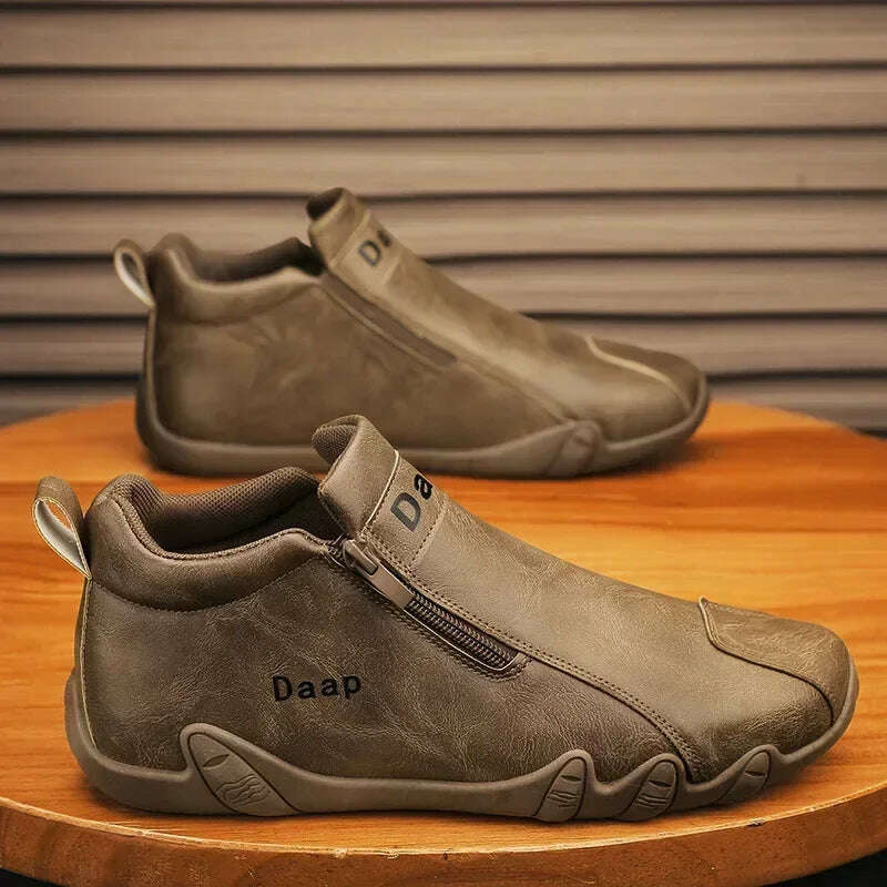 KIMLUD, 2025 New Casual shoe for Men Luxury Round Toe Men Ankle Boots Light Slip on Walking shoe Outdoor Comfor Men High Top Sneakers, Brown / 39, KIMLUD APPAREL - Womens Clothes