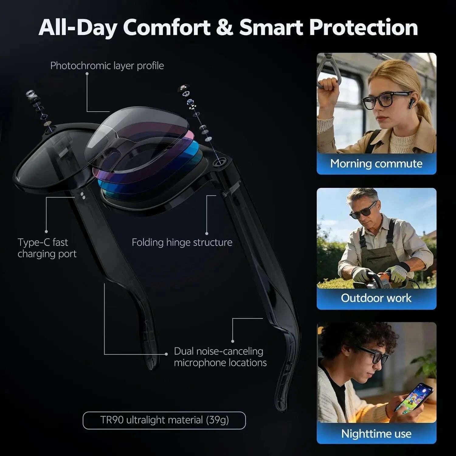 2026 AI Smart Glasses ChatGPT 800W HD Camera 4K Video Recorder 100+Translation Bluetooth Call Smart Eyeglasses For Travel Work