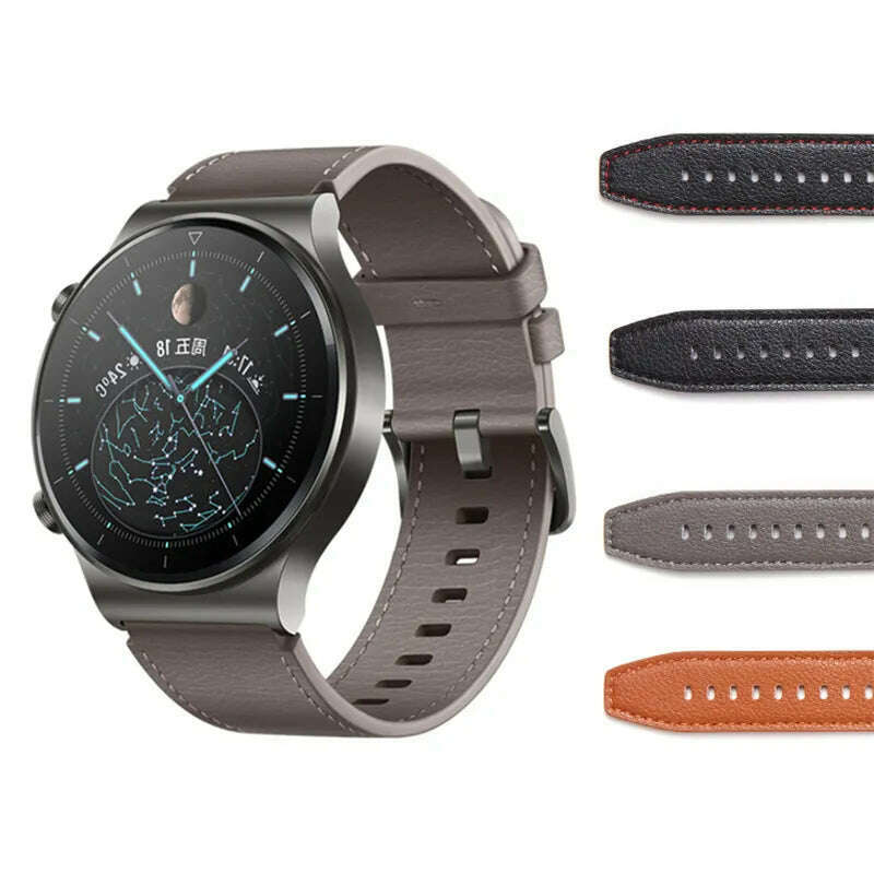 22mm Leather Bracelet Band Loop For Huawei Watch 3 Pro GT 3 46mm GT 2e 2 46mm 2 Pro Wrist Strap Correa For Honor Magic 2 46mm - KIMLUD