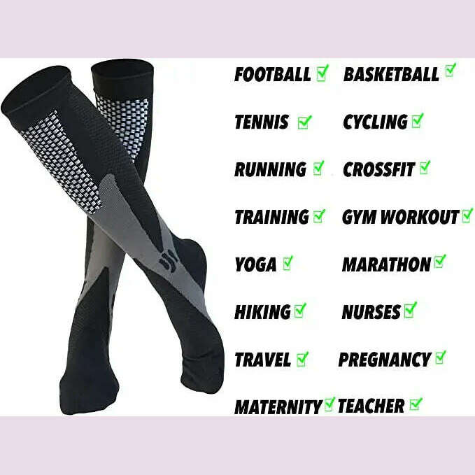 2/3/4 Pairs Compression Socks Knee High Sports Socks Medical Nursing Stockings Varicose Veins Socks Outdoor Cycling Socks - KIMLUD