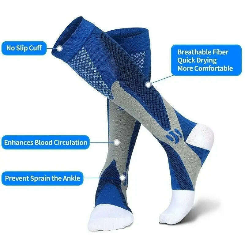 2/3/4 Pairs Compression Socks Knee High Sports Socks Medical Nursing Stockings Varicose Veins Socks Outdoor Cycling Socks - KIMLUD