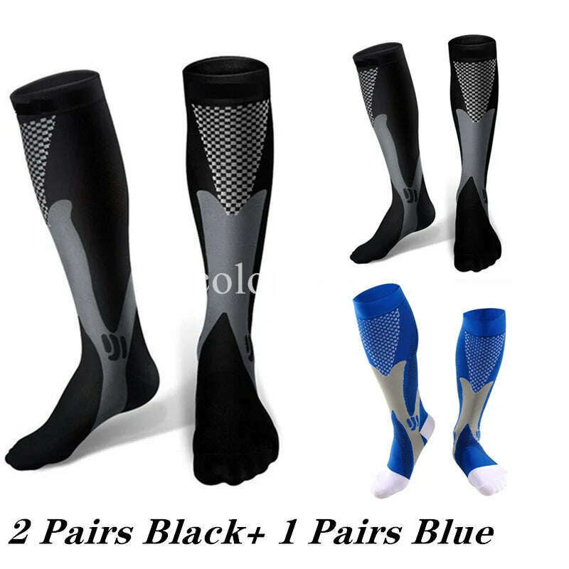 2/3/4 Pairs Compression Socks Knee High Sports Socks Medical Nursing Stockings Varicose Veins Socks Outdoor Cycling Socks - KIMLUD