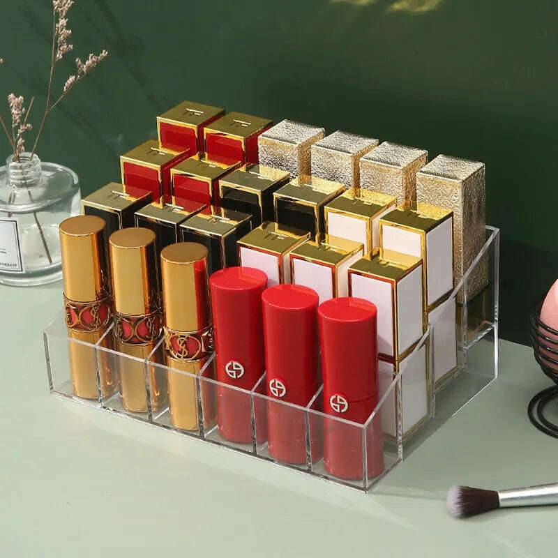 KIMLUD, 24 Grid Lipstick Holder Acrylic Cosmetics Storage Box Can Store And Sort Lipstick Nail Polish And Jewelry Display Rack, KIMLUD Women's Clothes