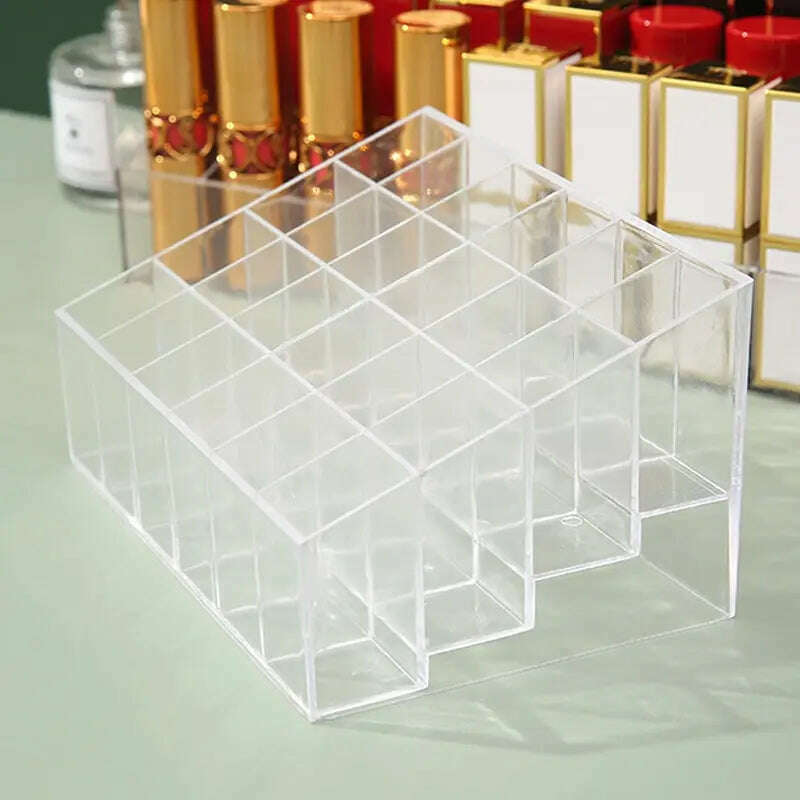 24 Grid Lipstick Holder Acrylic Cosmetics Storage Box Can Store And Sort Lipstick Nail Polish And Jewelry Display Rack - KIMLUD