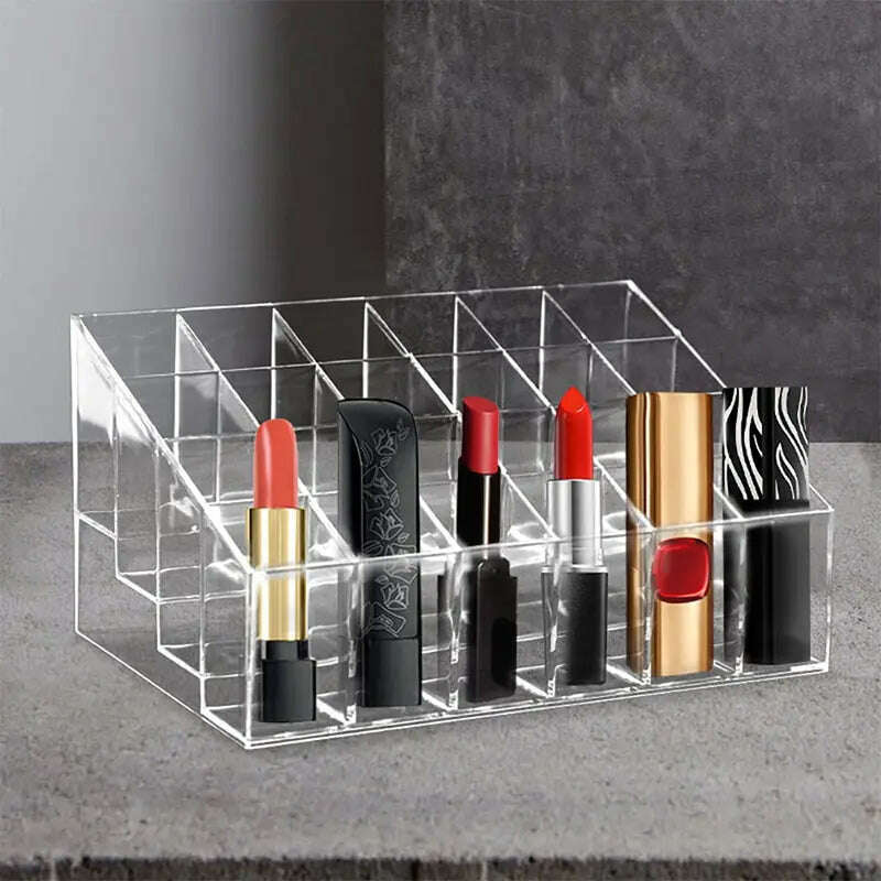 KIMLUD, 24 Grid Lipstick Holder Acrylic Cosmetics Storage Box Can Store And Sort Lipstick Nail Polish And Jewelry Display Rack, KIMLUD Women's Clothes