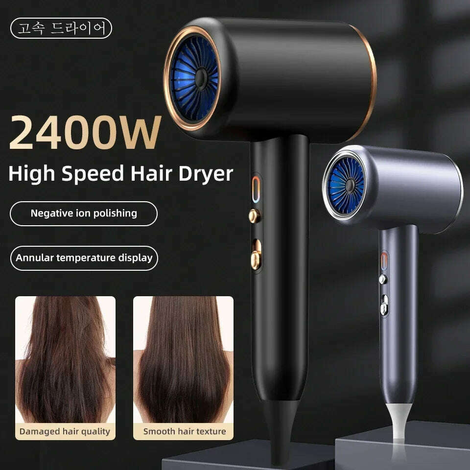 KIMLUD, 2400W 3th Gear Professional Hair Dryer Negative Lonic Blow Dryer Hot Cold Wind Air Brush Hairdryer Strong PowerDryer Salon Tool, KIMLUD Womens Clothes