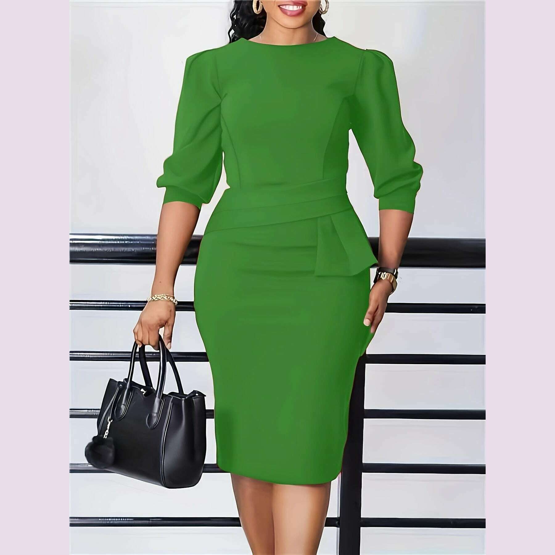 sinhoon-womens-bodycon-dress---solid-color-round-neck-seven-tenths-sleeve-body-hugging-midi-dress-slim-fit-office-party-dresskimlud-womens-fashion-34625670