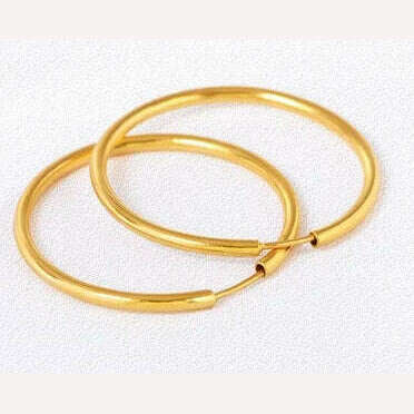 KIMLUD, 24k pure gold earrings for women  big circle earring fine gold hoop earring, KIMLUD Women's Clothes