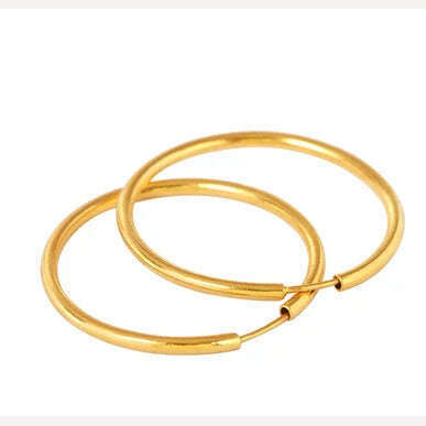 KIMLUD, 24k pure gold earrings for women  big circle earring fine gold hoop earring, KIMLUD Womens Clothes