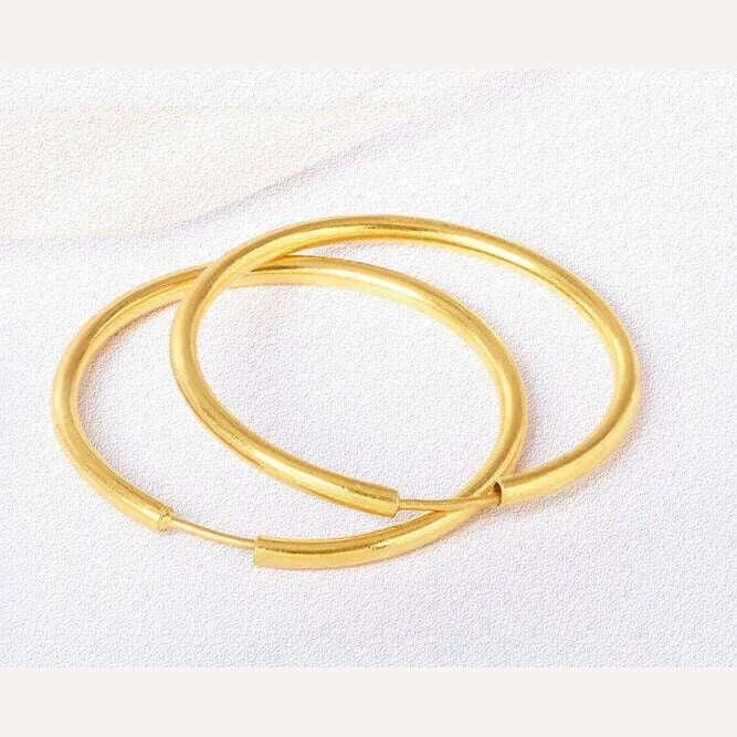 KIMLUD, 24k pure gold earrings for women  big circle earring fine gold hoop earring, KIMLUD Womens Clothes