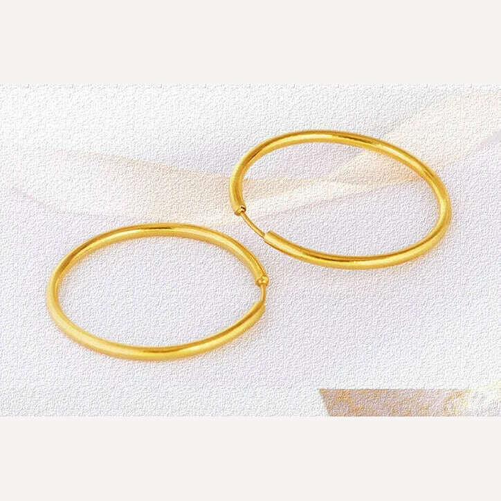 KIMLUD, 24k pure gold earrings for women  big circle earring fine gold hoop earring, KIMLUD Womens Clothes