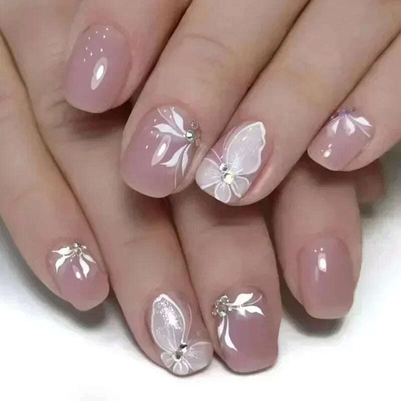 24Pcs Fashion Fake Nails Press on Short Square Head False Nail Art Green Leopard Print Design Artifical Full Cover Nail Tips - KIMLUD