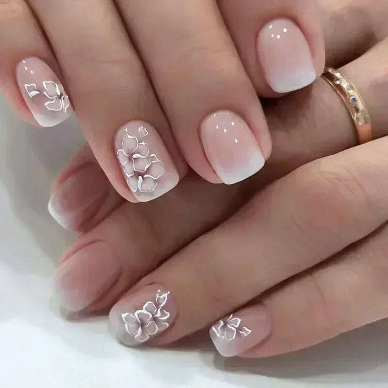 24Pcs Fashion Fake Nails Press on Short Square Head False Nail Art Green Leopard Print Design Artifical Full Cover Nail Tips - KIMLUD