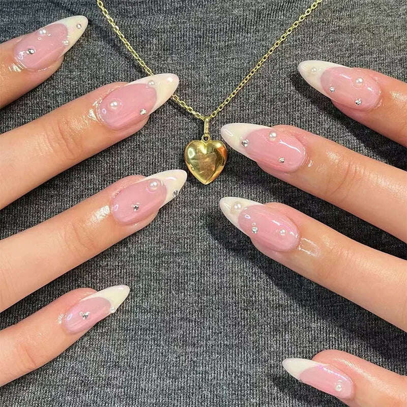 24pcs Light Green Stripe Gradient Wearing Fake Nails Seamless Removable Full Cover Long False Nails Press On Nails With Designs - KIMLUD