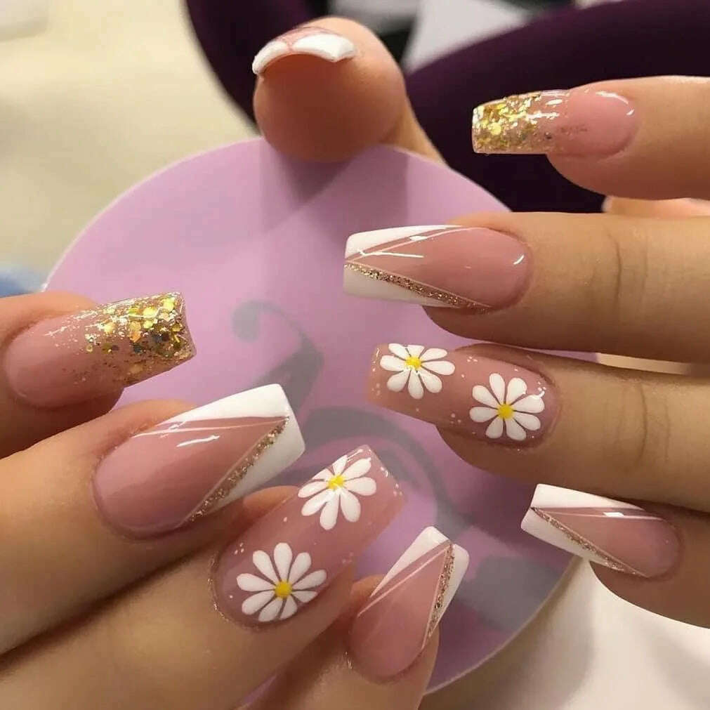 24pcs Light Green Stripe Gradient Wearing Fake Nails Seamless Removable Full Cover Long False Nails Press On Nails With Designs - KIMLUD