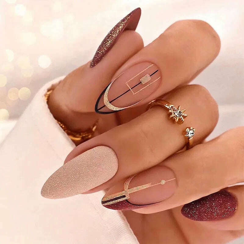24pcs Light Green Stripe Gradient Wearing Fake Nails Seamless Removable Full Cover Long False Nails Press On Nails With Designs - KIMLUD