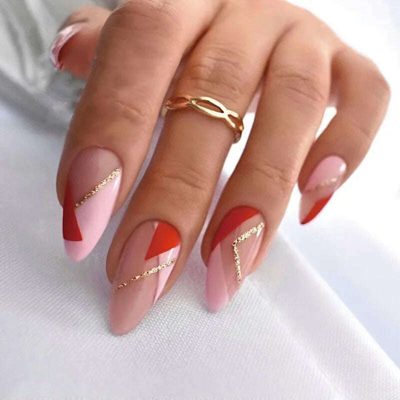 24pcs Light Green Stripe Gradient Wearing Fake Nails Seamless Removable Full Cover Long False Nails Press On Nails With Designs - KIMLUD