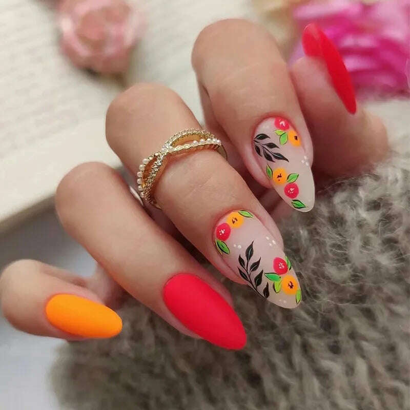 24pcs Light Green Stripe Gradient Wearing Fake Nails Seamless Removable Full Cover Long False Nails Press On Nails With Designs - KIMLUD