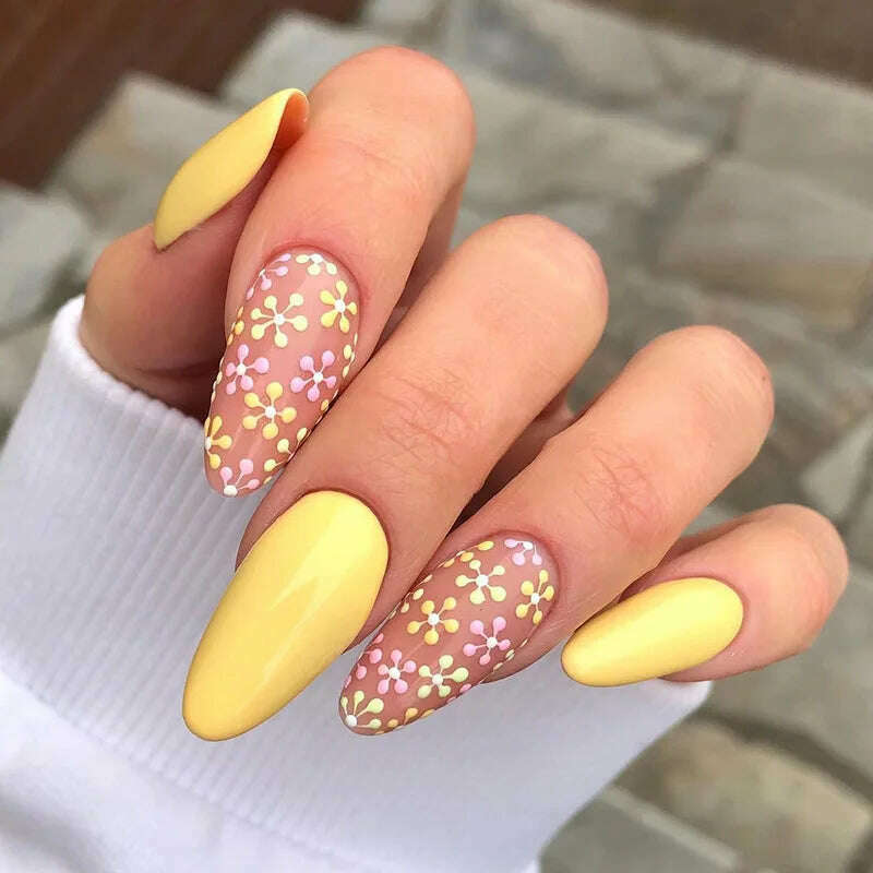 24pcs Light Green Stripe Gradient Wearing Fake Nails Seamless Removable Full Cover Long False Nails Press On Nails With Designs - KIMLUD