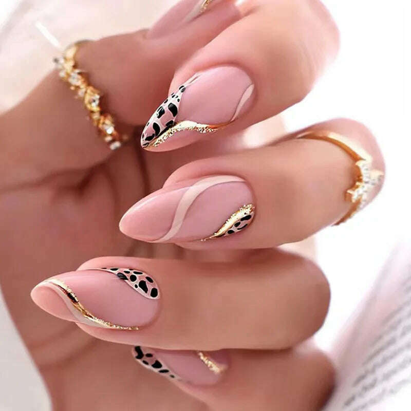 24pcs Light Green Stripe Gradient Wearing Fake Nails Seamless Removable Full Cover Long False Nails Press On Nails With Designs - KIMLUD