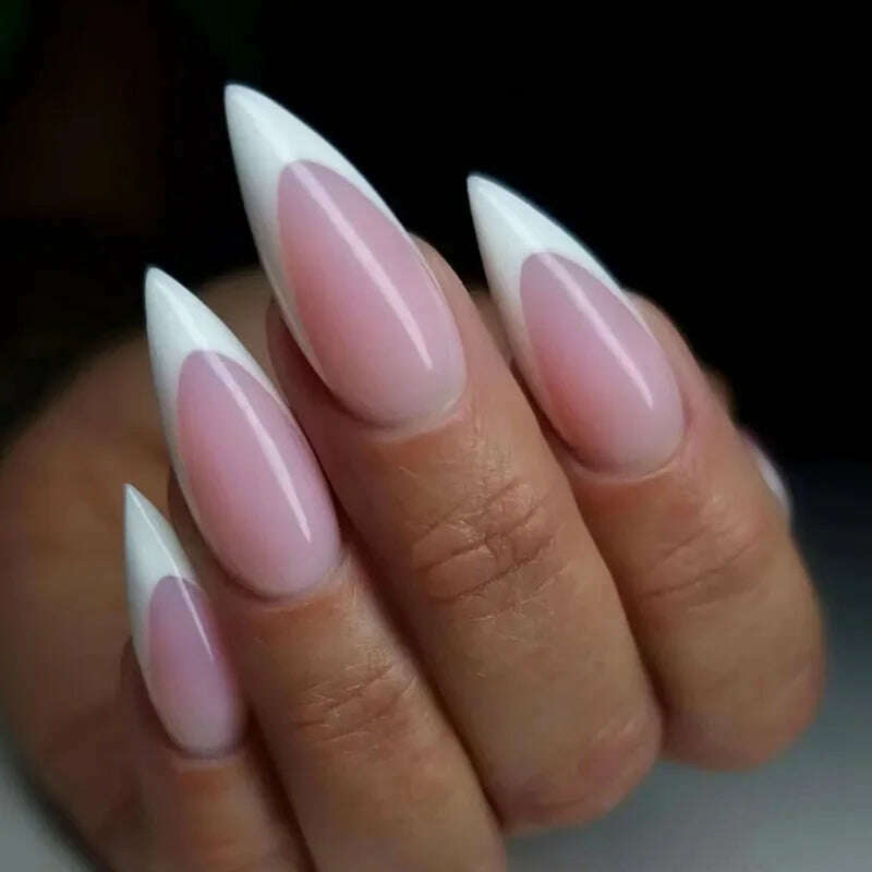 24pcs Light Green Stripe Gradient Wearing Fake Nails Seamless Removable Full Cover Long False Nails Press On Nails With Designs - KIMLUD