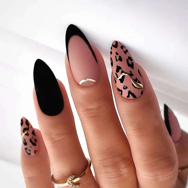 24pcs Light Green Stripe Gradient Wearing Fake Nails Seamless Removable Full Cover Long False Nails Press On Nails With Designs - KIMLUD