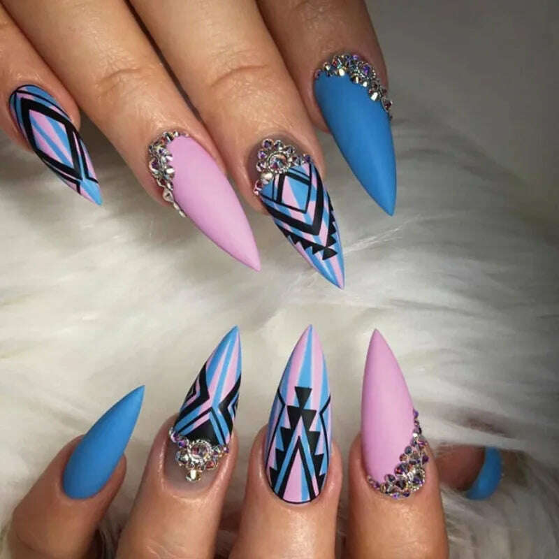 24pcs Light Green Stripe Gradient Wearing Fake Nails Seamless Removable Full Cover Long False Nails Press On Nails With Designs - KIMLUD