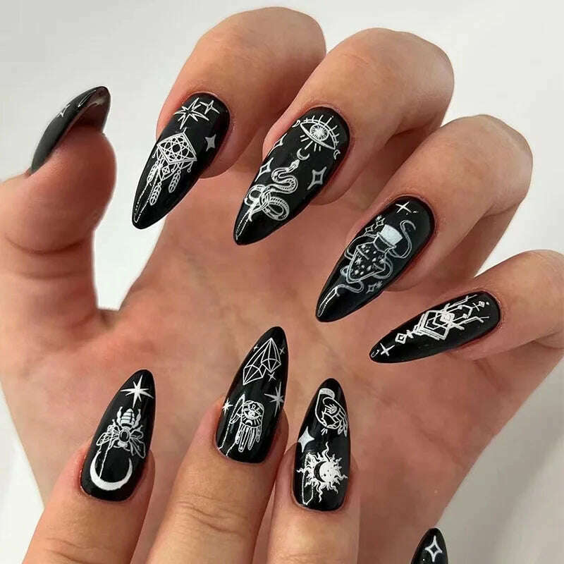 24pcs Light Green Stripe Gradient Wearing Fake Nails Seamless Removable Full Cover Long False Nails Press On Nails With Designs - KIMLUD