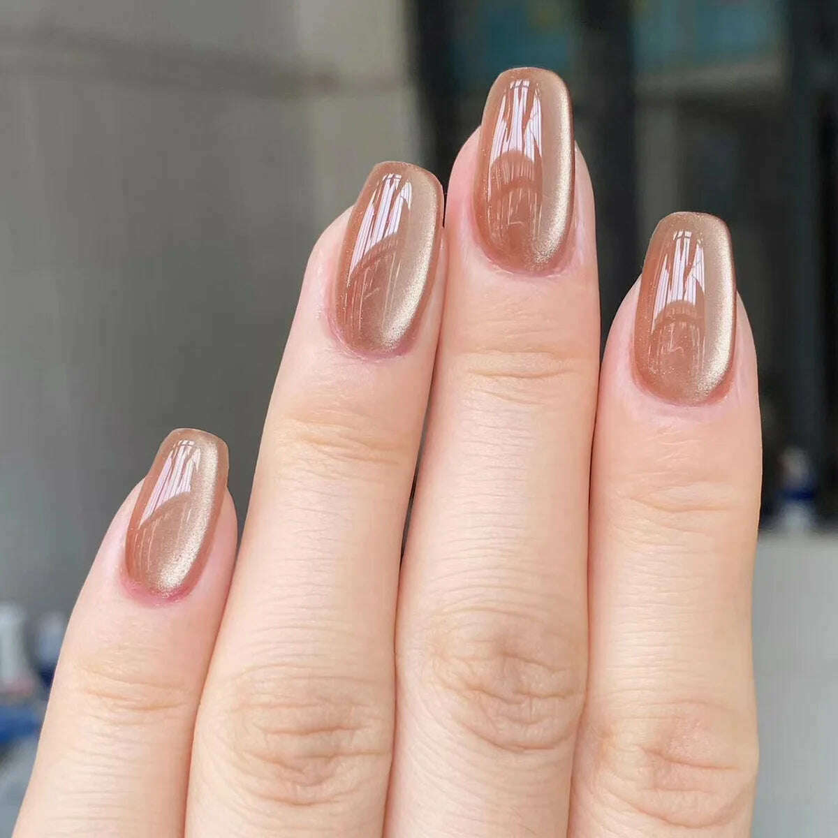 24pcs/box Cat Eye Phototherapy Nail Patch Wearable Fake Nail Short False Nail Wedding For Winter Autumn wearable full cover - KIMLUD