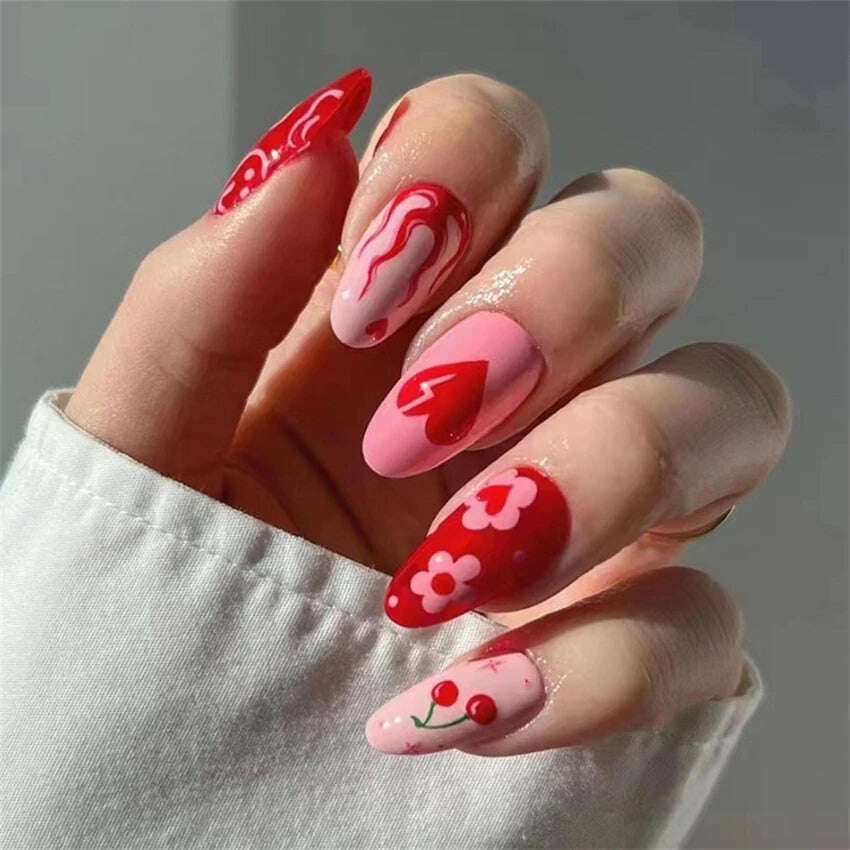 24Ps/Set Square Head Coffin Wearing False Nails Art Pink Matte French Fake Nails Leopard Artificial Acrylic White Press on Nails - KIMLUD