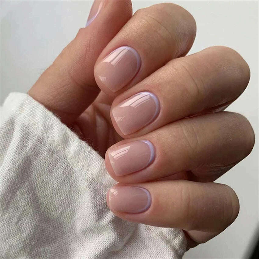 24Ps/Set Square Head Coffin Wearing False Nails Art Pink Matte French Fake Nails Leopard Artificial Acrylic White Press on Nails - KIMLUD