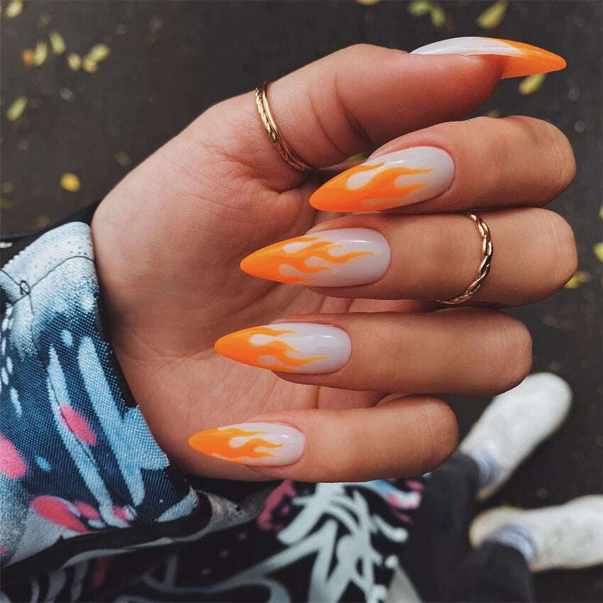 24Ps/Set Square Head Coffin Wearing False Nails Art Pink Matte French Fake Nails Leopard Artificial Acrylic White Press on Nails - KIMLUD