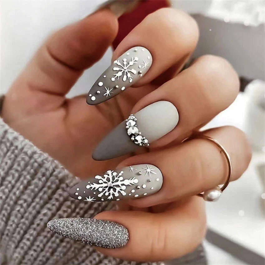 24Ps/Set Square Head Coffin Wearing False Nails Art Pink Matte French Fake Nails Leopard Artificial Acrylic White Press on Nails - KIMLUD