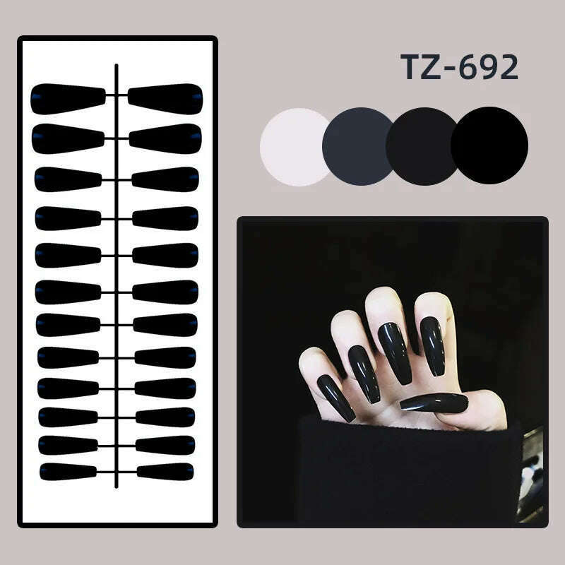 24Ps/Set Square Head Coffin Wearing False Nails Art Pink Matte French Fake Nails Leopard Artificial Acrylic White Press on Nails - KIMLUD