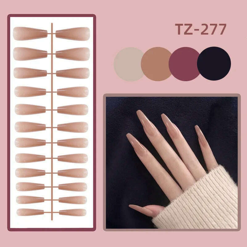 24Ps/Set Square Head Coffin Wearing False Nails Art Pink Matte French Fake Nails Leopard Artificial Acrylic White Press on Nails - KIMLUD
