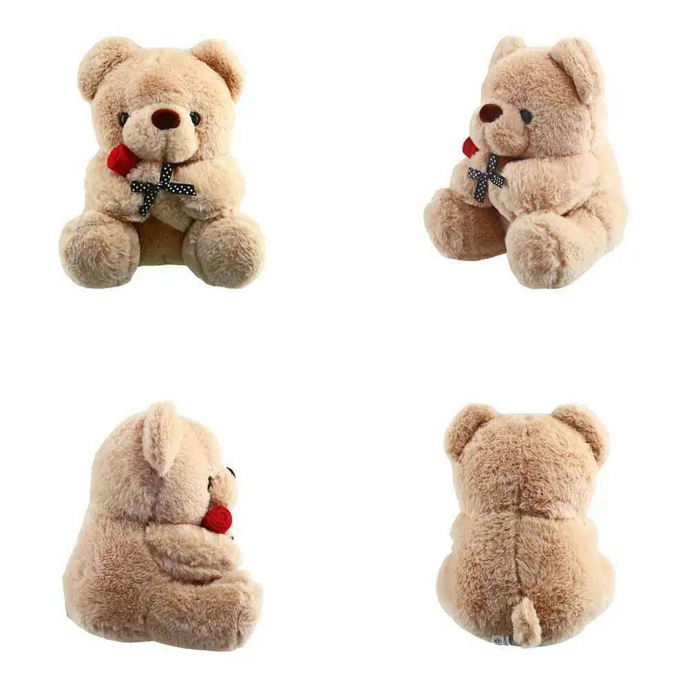 KIMLUD, 25cm Kawaii Bear With Rose Plush Toy Stuffed Animal Dolls I Love You For Girl Friend Birthday Gift Romantic Present Wholesale, KIMLUD Womens Clothes