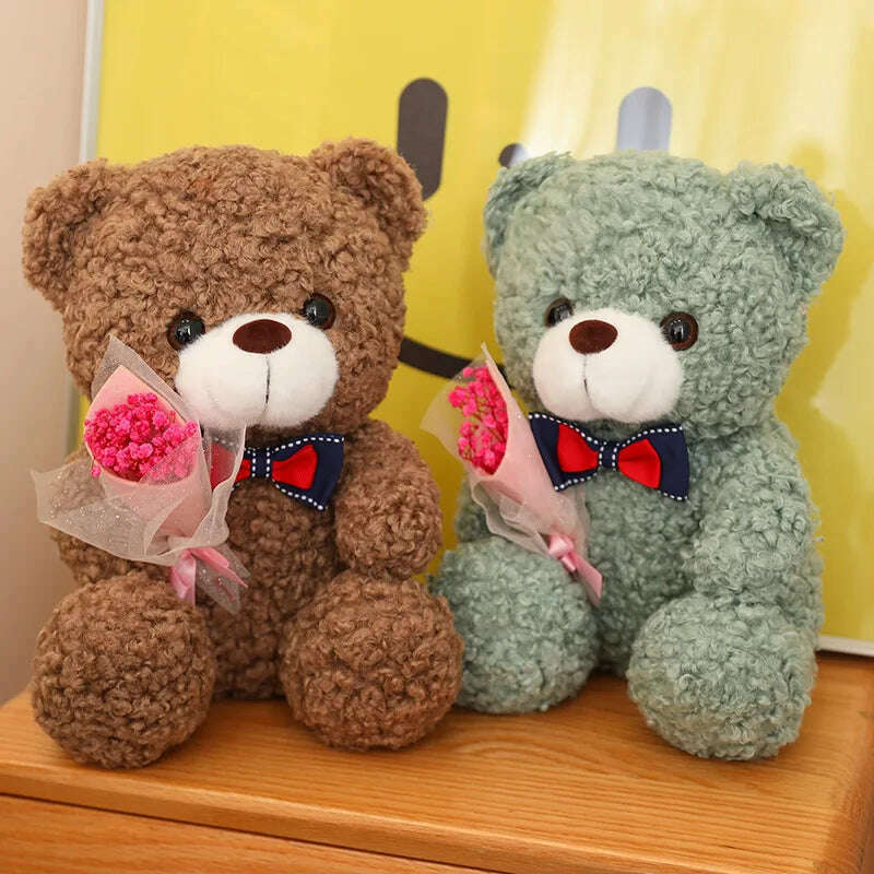 KIMLUD, 25cm Kawaii Hug Bouquet Teddy Bear Plush Toy Stuffed Super Soft Bow Tie Bear Children'S Doll Girlfriend Kids Baby Christmas Gift, KIMLUD Womens Clothes