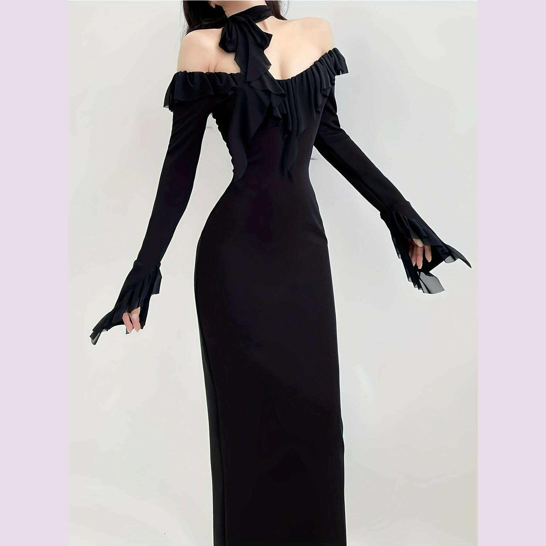 off-shoulder-ruffle-trim-dress-lace-decor-long-sleeve-bodycon-dress-womens-clothingkimlud-womens-fashion-34625896